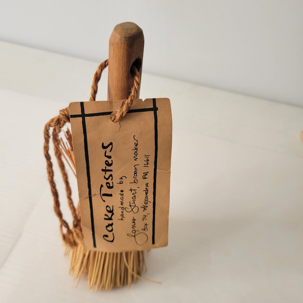 James Stuart Handmade Broomcorn Cake Tester Kitchen Tool Tan Wood 9" Folk Art PA